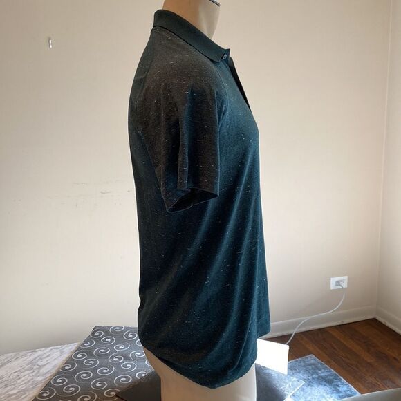 Lululemon Small Metal Vent Tech Polo Shirt Forest Green Ribbed Collar - Picture 3 of 6